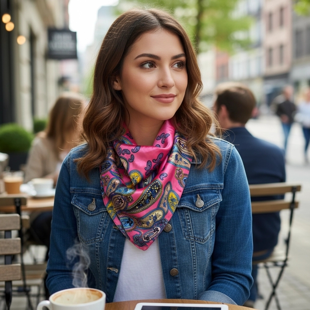 Chic Pink and Blue Scarf Wrap with Vibrant Design
